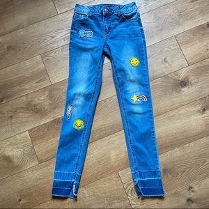 Justice Slim jeans size 12 emojis and patches